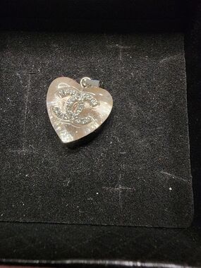 Upcycled Resin Clear Crystal Heart Pendant with Rhinestone CC